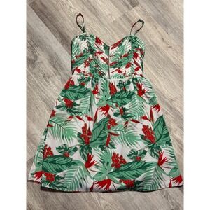 Roxy Tropical Print Mini Dress, Spaghetti Strap Zipper Front, Sleeveless‎ medium